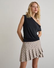 Tarja Mini Skirt in Beige with Polka Pinstripe