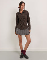 Tarsi Fitted Shirt in Mono Pinstripe Chocolate