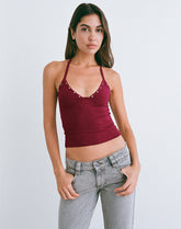Thorin Studded Top in Rayon Burgundy