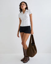 Thrine Puff Sleeve Shirt in Poplin White