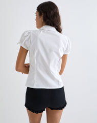 Thrine Puff Sleeve Shirt in Poplin White