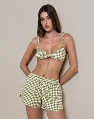 Tiga Bralette in Olive Gingham