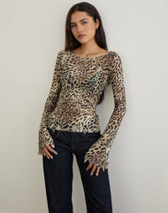 Tineko Long Sleeve Top in Leopard Dance Brown