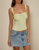 Tismia Top in Fun Ditsy Floral Lime
