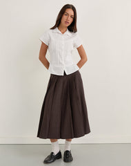 Tisrah Skirt in Dark Brown Pinstripe