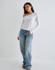 Tole Asymmetric Button Up Top in Tissue Jersey Ivory