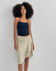 Tomoe Halter Neck Top in Rayon Jersey Navy