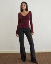 Trivedi Long Sleeve Top in Flock Mini Leopard Plum