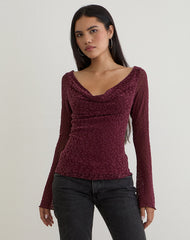 Trivedi Long Sleeve Top in Flock Mini Leopard Plum