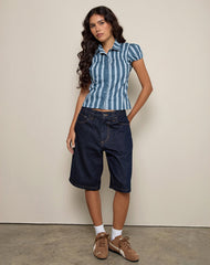 Ulsan Fitted Shirt in Poplin Formal Stripe Navy