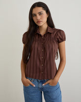 Ulsan Shirt in Poplin Stripe Brown