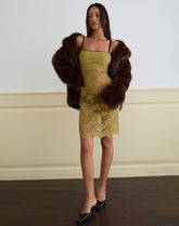 Urian Dress in Eyelash Lace Chartreuse