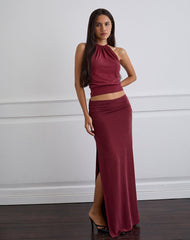 Venya Maxi Skirt in Cupro Burgundy