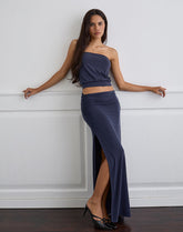Venya Maxi Skirt in Cupro Navy