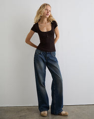 Vibian Short Sleeve Top in Chocolate Brown