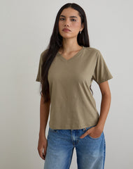 Viman Top in Jersey Khaki