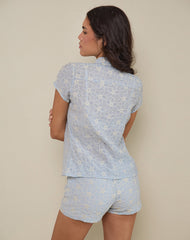 Winaya Blouse in Broderie Ice Blue