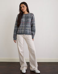 Wisola Cardigan in Knit Country Check Grey