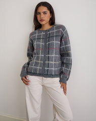 Wisola Cardigan in Knit Country Check Grey