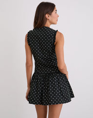 Yadara Mini Dress in Polka Black