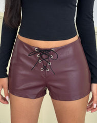 Yakko Lace Up Hotpants in PU Plum