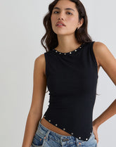 Yetta Double Stud Vest Top in Black
