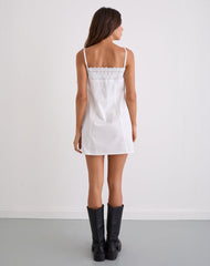 Yoshiko Brodierie Trim Mini Dress in White