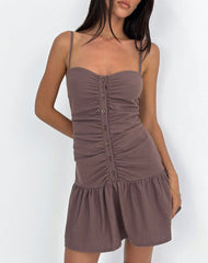 Yuha Buttoned Mini Dress in Deep Taupe