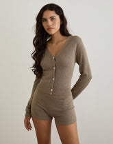 Yunji Button Cardigan in Lurex Gold