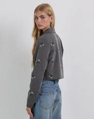 Zedari Jacket in Floral Embroidery Tailoring Charcoal