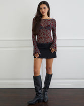 Zerlin Top in Garden Floral Blue Grey