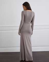 Zeya Maxi Dress in Cupro Taupe Grey