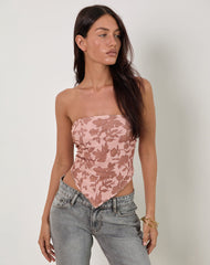 Zirika Bandeau Top in Neutral Floral Print