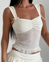 Bartila Top in Ivory Polka Flock
