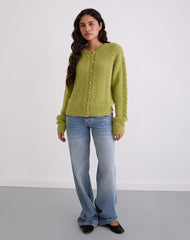 Aceso Cardigan in Bright Chartreuse