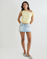 Aleyah Tie Shoulder Tee in Lemon
