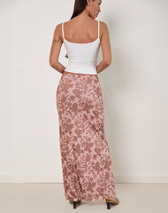 Alfreda Maxi Skirt in Neutral Floral Print