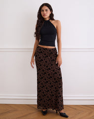 Alfreda Maxi Skirt in Garden Floral Brown