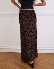 Alfreda Maxi Skirt in Garden Floral Brown