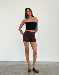 Alina Micro Short in Wide Rib Knit Brown