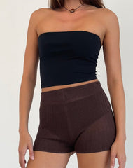Alina Micro Short in Wide Rib Knit Brown