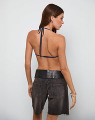 Alohi Tie Bralette in Cupro Ocean Storm