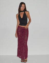 Alphia Maxi Skirt in Sequin Knit Burgundy