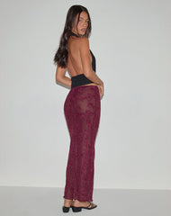 Alphia Maxi Skirt in Sequin Knit Burgundy