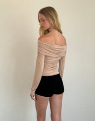 Amilyn Bardot Top in Slinky Stone