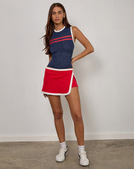 Monlo Top in Airtex Navy with Red Stripe