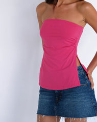 Aravie Ruched Bandeau Top in Fandango Pink