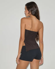 Aravie Ruched Bandeau Top in Chocolate Brown