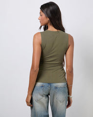 Arlys Twist Detail Top in Cupro Khaki