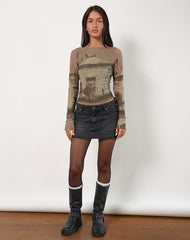 Armali Long Sleeve Top in Abstract Historical Green